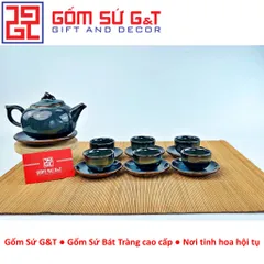 Bộ Trà Hỏa Biến Dáng Bưởi Xanh Rêu Gốm Sứ G&T - Đồ Dùng Phòng Ăn Sang Trọng, Thiết Kế Độc Đáo và Tinh Tế