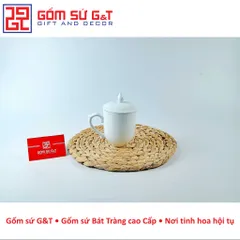 Cốc chóp lửa trắng kèm nắp Gốm Sứ G&T - Cốc uống nước cao cấp cho nhà bếp, phong cách hiện đại và sang trọng