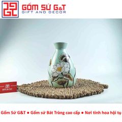 Lọ Hoa Gốm Sứ Đẹp Dáng Chân Váy Vẽ Bạch Liên - Trang Trí Nội Thất Sang Trọng