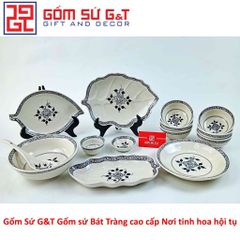 Bộ Đồ Ăn Gốm Sứ 6 Người Vẽ Hoa Móc - Bộ Tô, Bát, Chén, Đĩa Sang Trọng Cho Mọi Bữa Tiệc