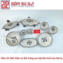 Bộ Đồ Ăn Gốm Sứ 6 Người Vẽ Hoa Móc - Bộ Tô, Bát, Chén, Đĩa Sang Trọng Cho Mọi Bữa Tiệc