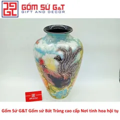 Lọ Hoa Dáng Thạp Kim Kê Đại Cát Vẽ Vàng 24K - Gốm Sứ Nghệ Thuật Cao Cấp Trang Trí Nhà Cửa