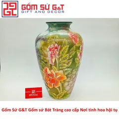 Lọ Hoa Dáng Thạp Kim Kê Đại Cát Vẽ Vàng 24K - Gốm Sứ Nghệ Thuật Cao Cấp Trang Trí Nhà Cửa