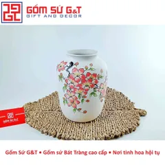 Lọ Hoa Đèn Lồng Gốm Sứ Vẽ Đào Hồng - Trang Trí Nhà Cửa Sang Trọng và Độc Đáo