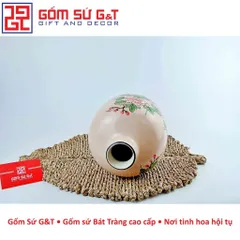 Lọ Hoa Gốm Sứ Đèn Lồng Vẽ Chim Hoa Phù Dung - Trang Trí Nhà Cửa Sang Trọng và Tinh Tế