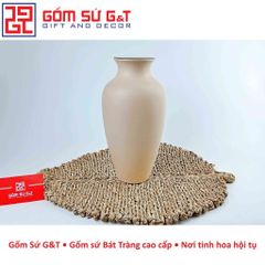 Lọ Hoa Gốm Sứ Dáng Đùi Dế Vẽ Cam - Vật Phẩm Phong Thủy Trang Trí Nhà Cửa, Quà Tặng Ý Nghĩa