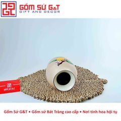 Lọ Hoa Gốm Sứ Dáng Đùi Dế Vẽ Cam - Vật Phẩm Phong Thủy Trang Trí Nhà Cửa, Quà Tặng Ý Nghĩa