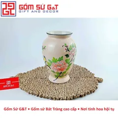 Lọ Hoa Gốm Sứ Đùi Dế Vẽ Chim Hoa Phù Dung - Trang Trí Nhà Cửa Sang Trọng Thêm Phong Cách Việt