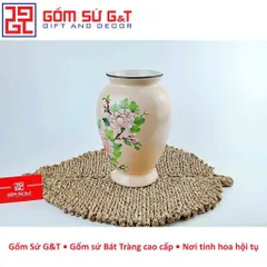 Lọ Hoa Gốm Sứ Đùi Dế Vẽ Chim Hoa Phù Dung - Trang Trí Nhà Cửa Sang Trọng Thêm Phong Cách Việt