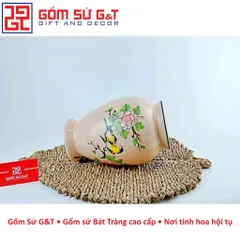 Lọ Hoa Gốm Sứ Đùi Dế Vẽ Chim Hoa Phù Dung - Trang Trí Nhà Cửa Sang Trọng Thêm Phong Cách Việt