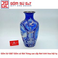 Lọ Hoa Nhị Cảnh Vẽ Vàng Kim 24K - Gốm Sứ Phong Thủy Cao Cấp Trang Trí Nội Thất