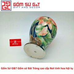 Lọ Hoa Sen Vẽ Vàng Kim 24K Gốm Sứ - Vật Phẩm Phong Thủy Trang Trí Nhà Cửa Cao Cấp