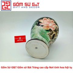 Lọ Hoa Sen Đài Vẽ Vàng Kim Gốm Sứ - Vật Phẩm Phong Thủy Sang Trọng, Quà Tặng Độc Đáo cho Nhà Cửa