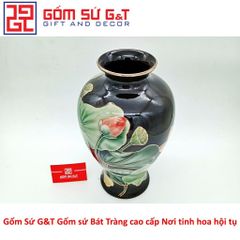 Lọ Hoa Sen Đài Vẽ Vàng Kim Gốm Sứ - Vật Phẩm Phong Thủy Sang Trọng, Quà Tặng Độc Đáo cho Nhà Cửa