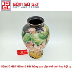 Lọ Hoa Sen Đài Vẽ Vàng Kim Gốm Sứ - Vật Phẩm Phong Thủy Sang Trọng, Quà Tặng Độc Đáo cho Nhà Cửa