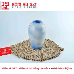 Lọ Hoa Gốm Sứ Dáng Bom Vẽ Sen Chuồn - Vật Phẩm Phong Thủy Trang Trí Độc Đáo