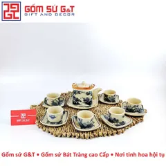 Bộ Trà Vuông Men Rạn Sơn Thủy Gốm Sứ G&T - Đồ Gia Dụng Nhà Bếp Sang Trọng, Quà Tặng Thú Vị Cho Người Yêu Trà