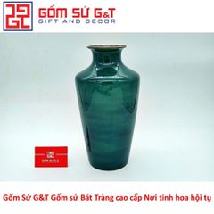 Lọ Hoa Vai Vuông Vẽ Sen Vàng Kim 24K Gốm Sứ - Vật Phẩm Phong Thủy Sang Trọng, Quà Tặng Ý Nghĩa