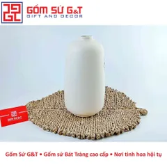 Lọ Hoa Gốm Sứ Dáng Phích Miệng Nhỏ Vẽ Sen - Trang Trí Nội Thất Đẹp Mắt và Sang Trọng