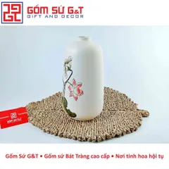Lọ Hoa Gốm Sứ Dáng Phích Miệng Nhỏ Vẽ Sen - Trang Trí Nội Thất Đẹp Mắt và Sang Trọng