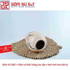 Lọ Hoa Gốm Sứ Bom Vẽ Chim Đào - Vật Phẩm Phong Thủy Trang Trí Nhà Cửa, Quà Tặng Ý Nghĩa