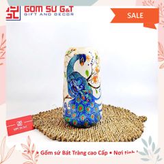Lọ Hoa Dáng Đu Đủ Khắc Công Gốm Sứ G&T - Vật Phẩm Phong Thủy Độc Đáo Trang Trí Nhà Cửa