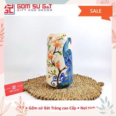 Lọ Hoa Dáng Đu Đủ Khắc Công Gốm Sứ G&T - Vật Phẩm Phong Thủy Độc Đáo Trang Trí Nhà Cửa