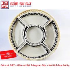 Bộ Khay Mứt Tết Gốm Sứ Vẽ Hoa Mai - Khay Đựng Bánh Kẹo Trang Trí Ngày Tết, Quà Tặng Ý Nghĩa