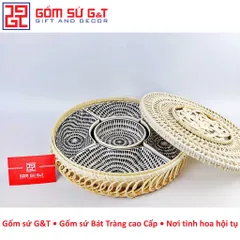 Bộ khay mứt Tết vẽ hạt mưa Gốm Sứ G&T - Khay đựng bánh kẹo tinh tế cho ngày Tết truyền thống Việt Nam