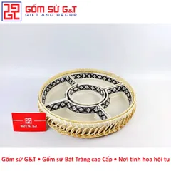 Bộ Khay Mứt Tết Gốm Sứ G&T - Khay Đựng Bánh Kẹo Vẽ Hoa Chanh Sang Trọng Cho Dịp Tết Nguyên Đán