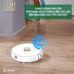 Robot Hút Bụi Lau Nhà Thông Minh Fuji Luxury T12 Max - Màu Đen, Công Nghệ TrueMapping, Điều Khiển Giọng Nói, Tiết Kiệm Thời Gian Dọn Dẹp