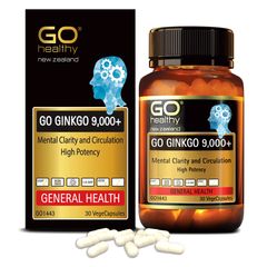 Viên uống bổ não GO Ginkgo 9000+ 30 viên nhập khẩu New Zealand - Hỗ trợ trí nhớ và tuần hoàn não hiệu quả