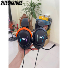 Tai Nghe Chơi Game G-NET GX6 7.1 LED RGB - Tai Nghe Gaming Đen Cam, Âm Thanh Sống Động, Mic Có Thể Uốn, Phụ Kiện Máy Tính Chất Lượng