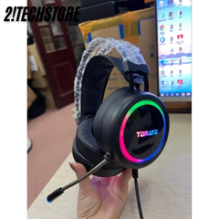 Tai Nghe Chụp Tai Tomato SK53 - Âm Thanh 7.1, Đèn LED RGB 7 Màu, Phụ Kiện Gaming Chuyên Nghiệp, Chơi Game PUBG, Thiết Kế Thời Trang