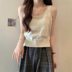 Áo Ba Lỗ Dệt Kim Mùa Hè Màu Be - Thời Trang Thể Thao Năng Động WGWE - Kiểu Dáng Thoải Mái Cho Nữ