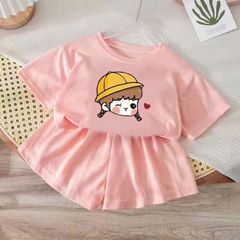 Bộ Đồ Bé Gái Dễ Thương - Thiết Kế Cô Gái Dễ Thương - Chất Liệu Cotton Mùa Hè, Hàng Quảng Châu