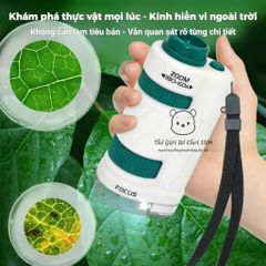 Kính Hiển Vi Mini 60x-180x - Đồ Chơi Giáo Dục Khám Phá Khoa Học Cho Bé - Kèm Giá Đỡ Tiện Lợi, Đèn LED Hai Chiều