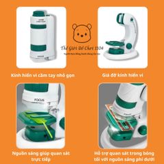 Kính Hiển Vi Mini 60x-180x - Đồ Chơi Giáo Dục Khám Phá Khoa Học Cho Bé - Kèm Giá Đỡ Tiện Lợi, Đèn LED Hai Chiều