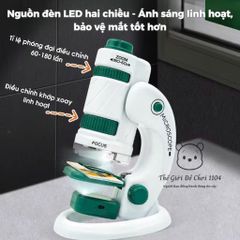 Kính Hiển Vi Mini 60x-180x - Đồ Chơi Giáo Dục Khám Phá Khoa Học Cho Bé - Kèm Giá Đỡ Tiện Lợi, Đèn LED Hai Chiều