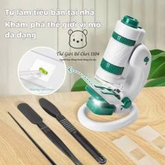 Kính Hiển Vi Mini 60x-180x - Đồ Chơi Giáo Dục Khám Phá Khoa Học Cho Bé - Kèm Giá Đỡ Tiện Lợi, Đèn LED Hai Chiều