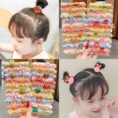 Set 10 cột tóc vải sọc caro nhiều họa tiết hoạt hình đáng yêu phong cách Hàn Quốc
