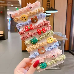 Set 10 cột tóc vải sọc caro nhiều họa tiết hoạt hình đáng yêu phong cách Hàn Quốc