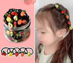 Hộp 30 dây cột tóc nhiều họa tiết đáng yêu cho bé gái