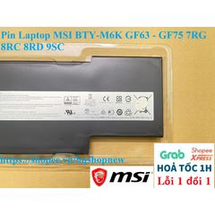 Pin Laptop Chính Hãng MSI BTY-M6K - Tương Thích GF63, GF75 7RG 8RC 8RD 9SC, Bảo Hành 6 Tháng, 4500mAh, Mới 100%