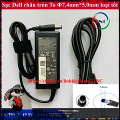 Sạc Dell 65W 19.5V 3.34A Chân Kim To (Φ7.4mm) - Adapter Chính Hãng Cao Cấp, Tương Thích Nhiều Dòng Laptop