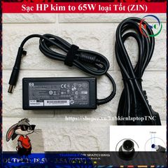 Sạc Laptop HP Chính Hãng 18.5V - 3.5A Chân Tròn To Kim Nhỏ - Adapter ZIN Bảo Hành 12 Tháng