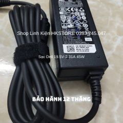 Sạc Laptop Dell 19.5V-2.31A 45W cho Inspiron 14, XPS 11, 12, 13 - Bảo hành 24 tháng, kèm dây nguồn chất lượng cao