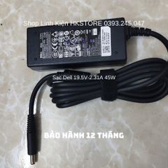 Sạc Laptop Dell 19.5V-2.31A 45W cho Inspiron 14, XPS 11, 12, 13 - Bảo hành 24 tháng, kèm dây nguồn chất lượng cao
