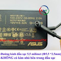 Sạc Laptop Asus Gaming 120W 19V 6.32A - Phù hợp GL551 GL552 G73 - Bảo hành 6 tháng, Đổi 1 sản phẩm mới nếu lỗi