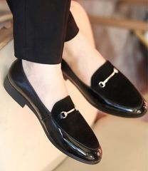 Giày Lười Nam Da Bóng Pha Da Lộn - Đế Khâu Bền Bỉ, Thời Trang Lịch Sự Dễ Phối Đồ, Giày Tây Cao Cấp cho Phái Mạnh
